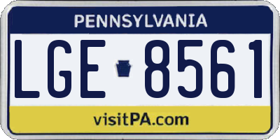 PA license plate LGE8561