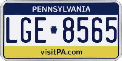 PA license plate LGE8565
