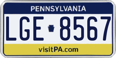 PA license plate LGE8567
