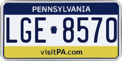 PA license plate LGE8570
