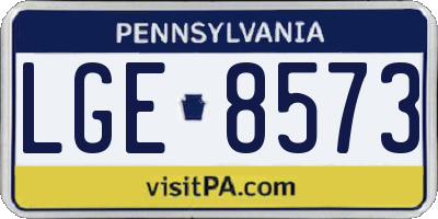 PA license plate LGE8573