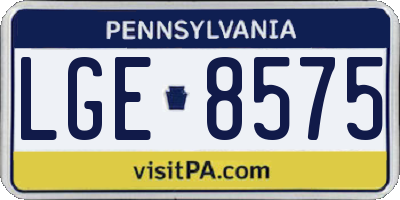 PA license plate LGE8575