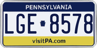 PA license plate LGE8578