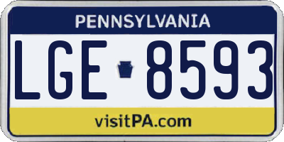 PA license plate LGE8593