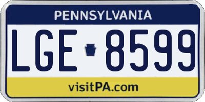 PA license plate LGE8599