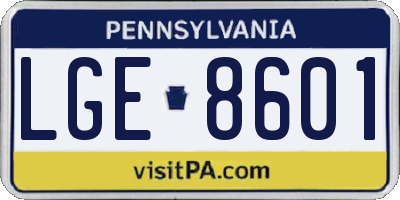PA license plate LGE8601