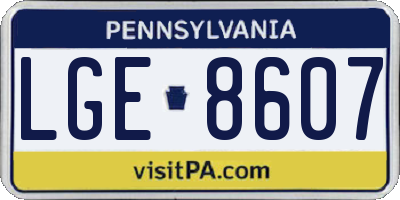 PA license plate LGE8607