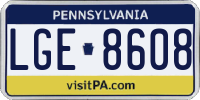 PA license plate LGE8608