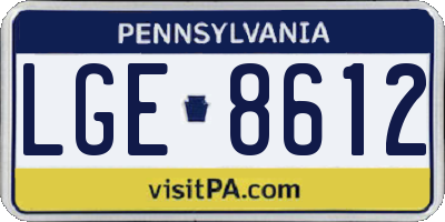 PA license plate LGE8612