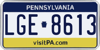 PA license plate LGE8613