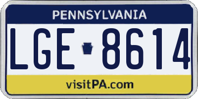 PA license plate LGE8614
