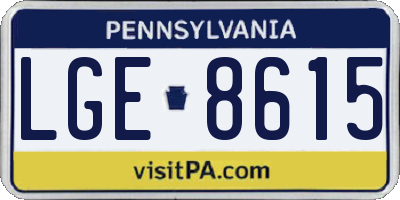 PA license plate LGE8615