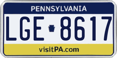 PA license plate LGE8617