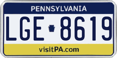 PA license plate LGE8619