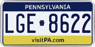 PA license plate LGE8622
