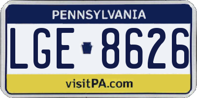 PA license plate LGE8626