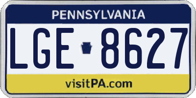 PA license plate LGE8627