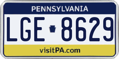 PA license plate LGE8629