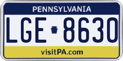 PA license plate LGE8630