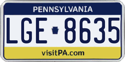 PA license plate LGE8635