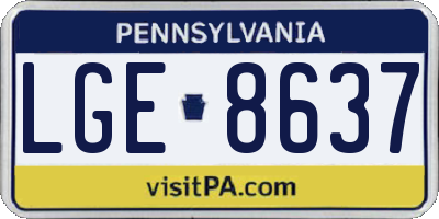 PA license plate LGE8637