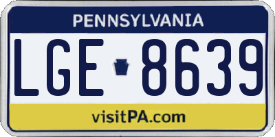 PA license plate LGE8639