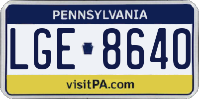 PA license plate LGE8640
