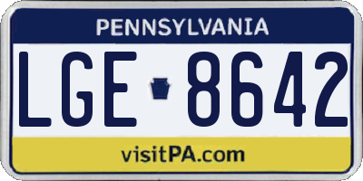 PA license plate LGE8642