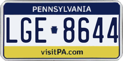 PA license plate LGE8644