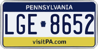 PA license plate LGE8652