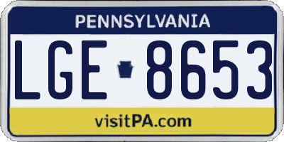 PA license plate LGE8653
