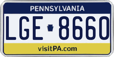 PA license plate LGE8660