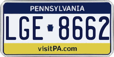 PA license plate LGE8662