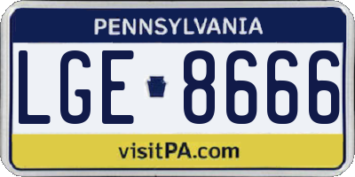 PA license plate LGE8666