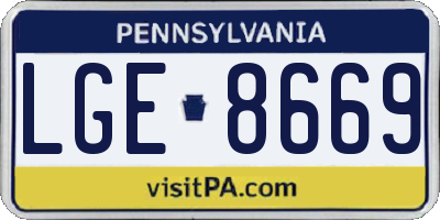 PA license plate LGE8669