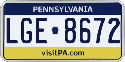 PA license plate LGE8672
