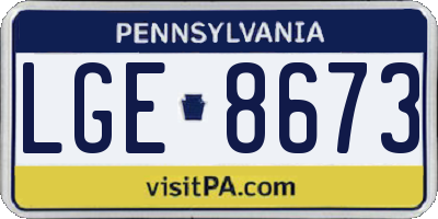 PA license plate LGE8673