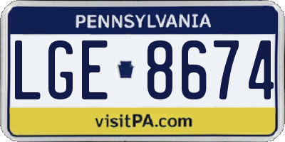 PA license plate LGE8674