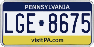 PA license plate LGE8675