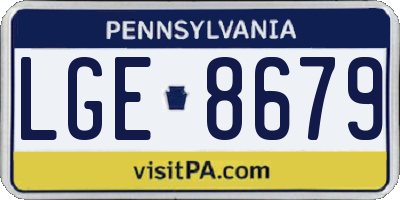 PA license plate LGE8679