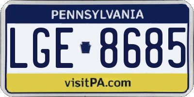 PA license plate LGE8685