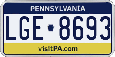 PA license plate LGE8693