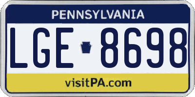 PA license plate LGE8698