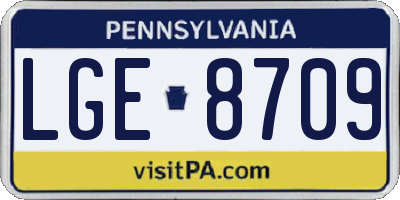 PA license plate LGE8709