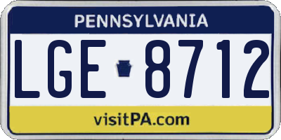 PA license plate LGE8712