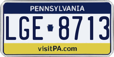 PA license plate LGE8713