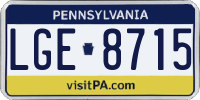 PA license plate LGE8715
