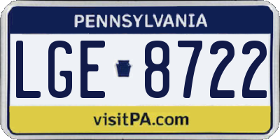 PA license plate LGE8722