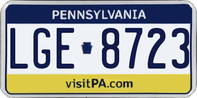 PA license plate LGE8723
