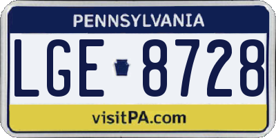 PA license plate LGE8728